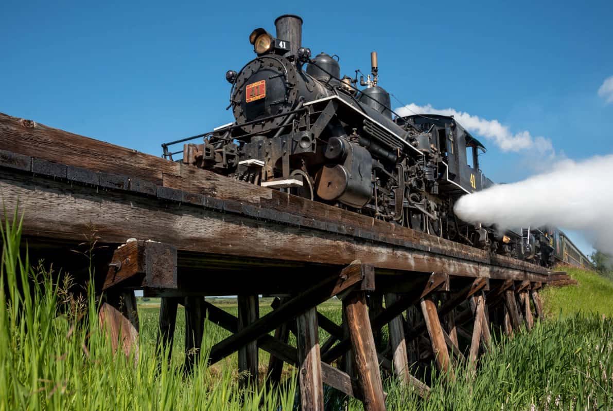 Steam Train On Bridge