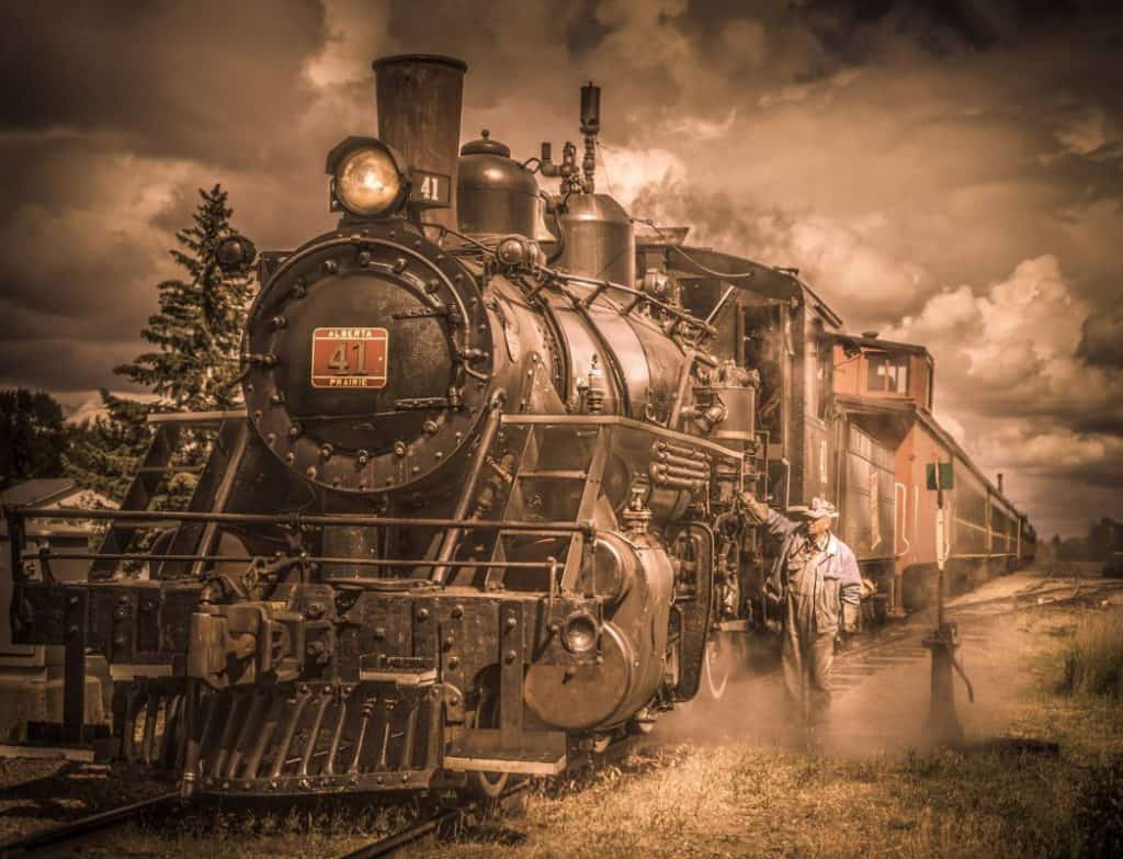 Alberta Prairie Railway Jim 41 with train