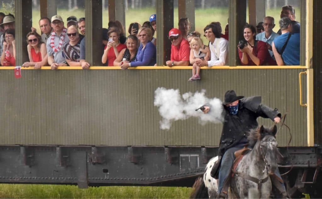 Train robbers in action