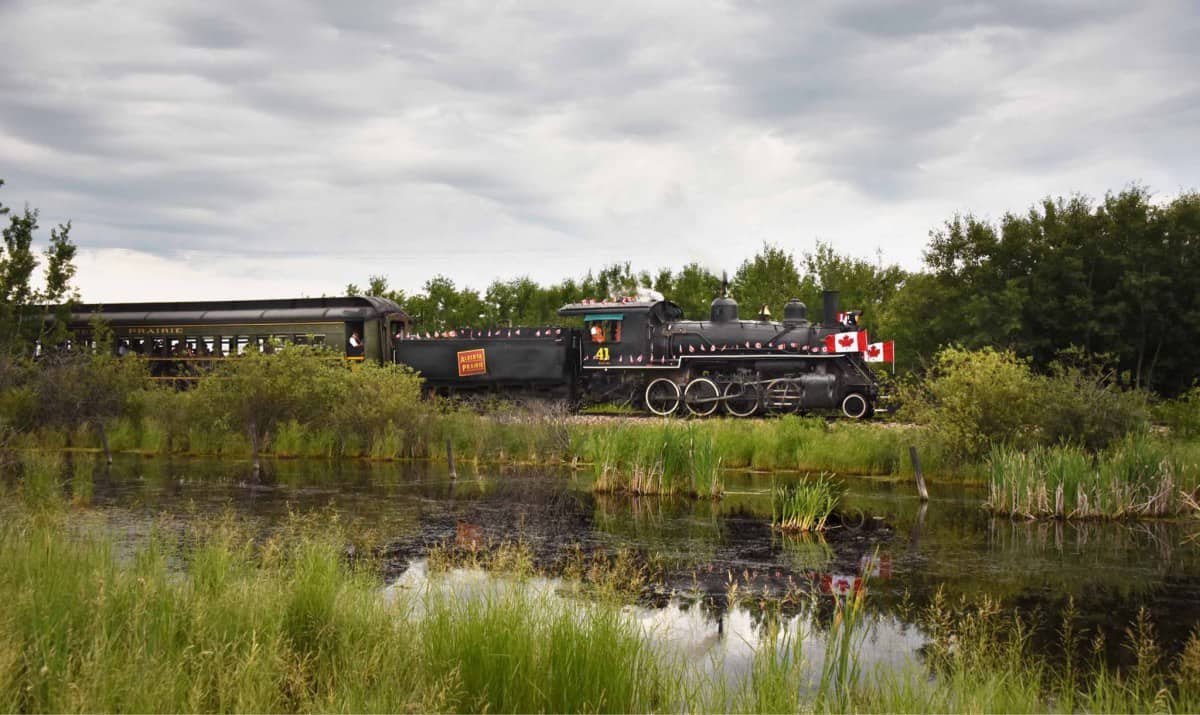 Steam train in the prairies
