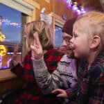 North Pole City outside the window.